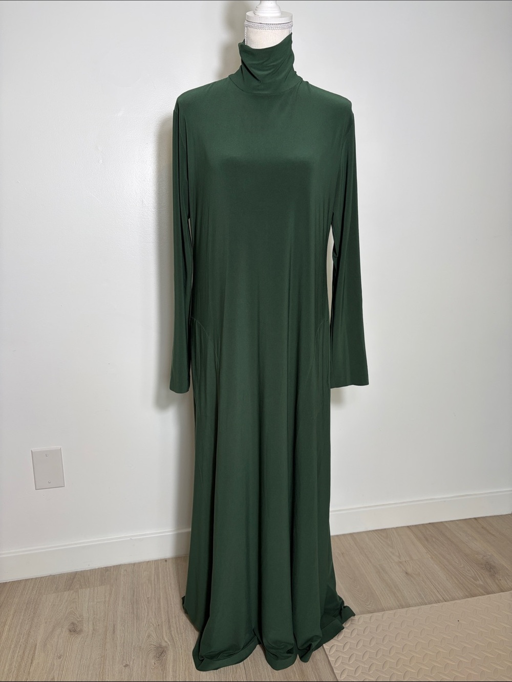 Norma Kamali Forest Green Turtleneck Maxi Dress